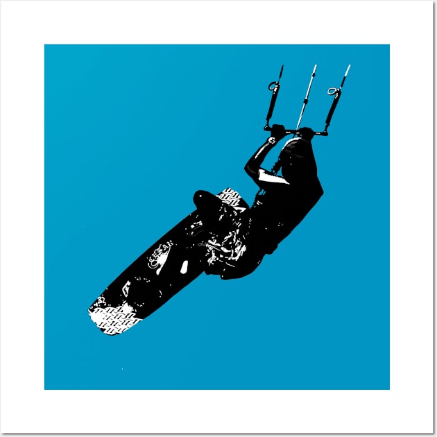 Kitesurf Action Artistic Kitesurfer Silhouette Wall Art by taiche